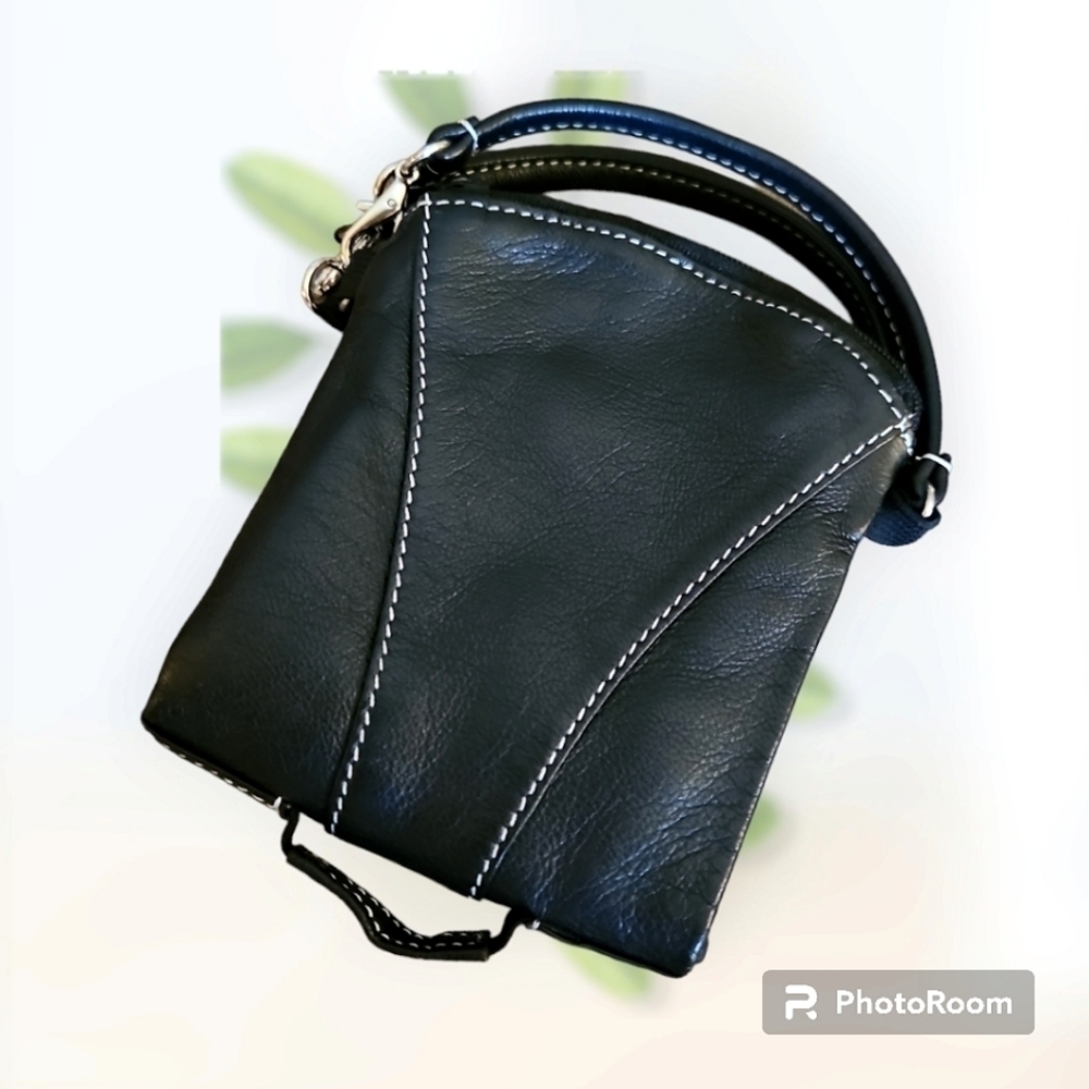 3/$30 VTG Black Leather Mini Folding Change Pouch